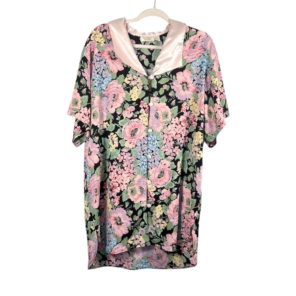 Victoria’s Secret Vintage Gold Label Floral Nightgown Mini Button Front M/L